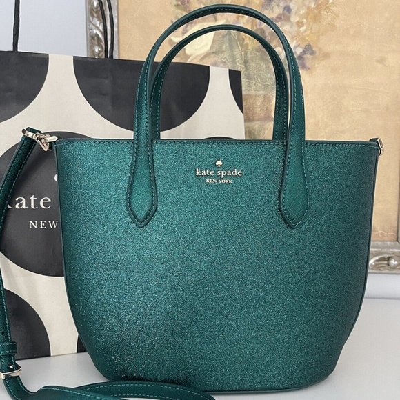 kate spade Handbags - NWT Kate Spade Glitter Glimmer Satchel Crossbody Bag In Festive Teal